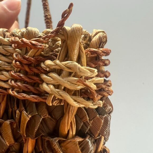 Wicker Rattan Woven Bohemian Two-toned Handbag Two Handle - Picture 14 of 14